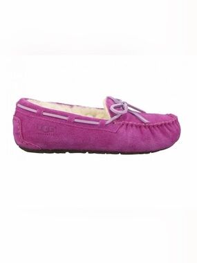 UGG Dakota Magenta Suede Moccasin Slipper with Bow size 2 big girls